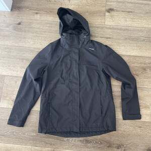 Helly Hansen Women M Black Rain Jacket Hooded Zip Front Helly Tech Cinched Waist